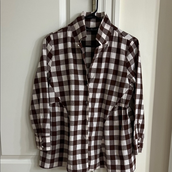 Pomander Place Tops - Tuckernuck Pomander Place Brown and White Checkered top